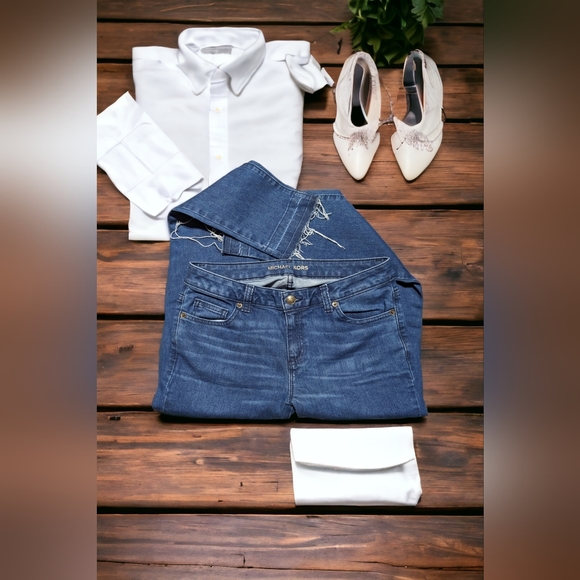 Michael Kors Izzy Skinny Jeans,Blue Whiskered and Frayed,SZ 2 - Picture 9 of 9